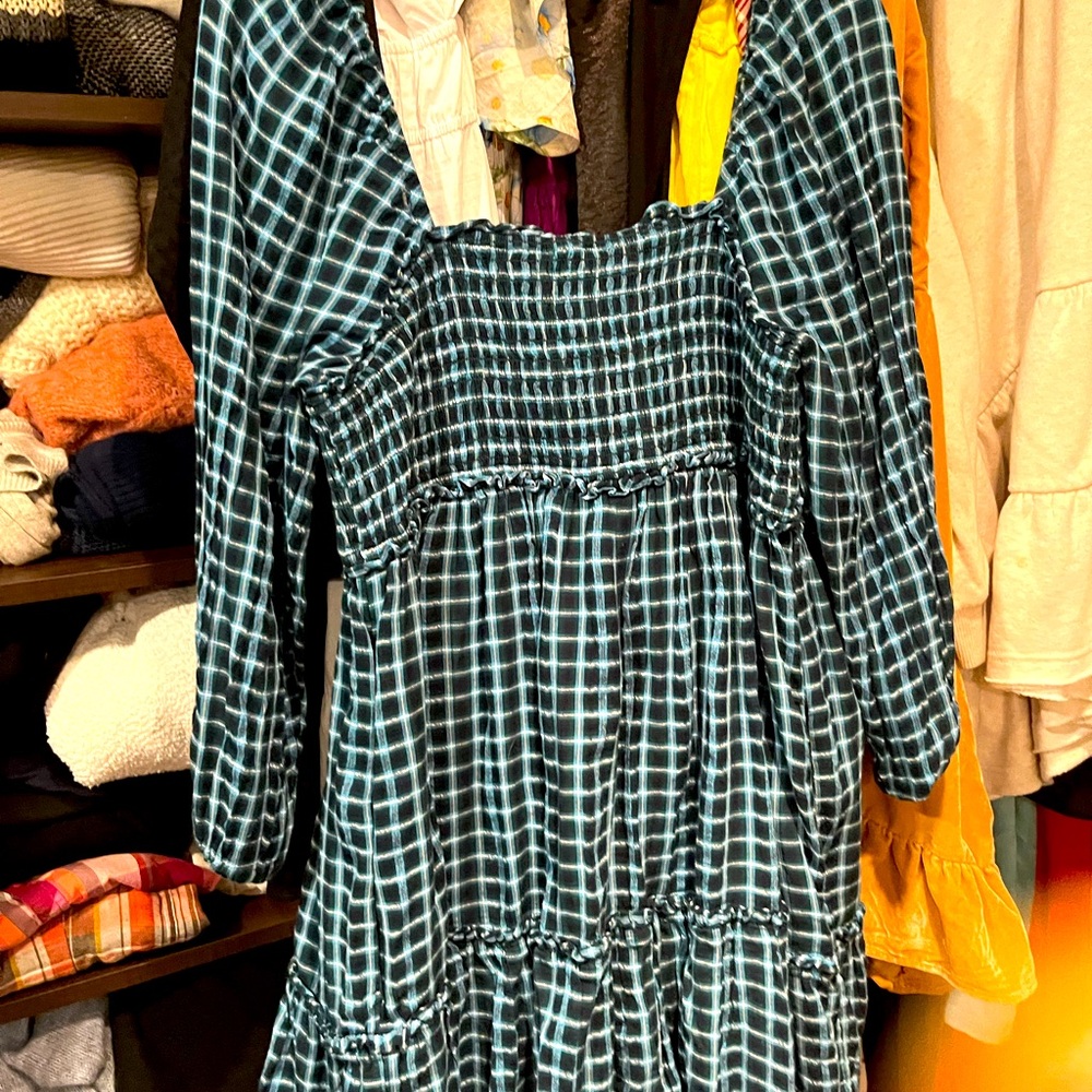 American Eagle Outfitters Blue green Checkered Mini Dress